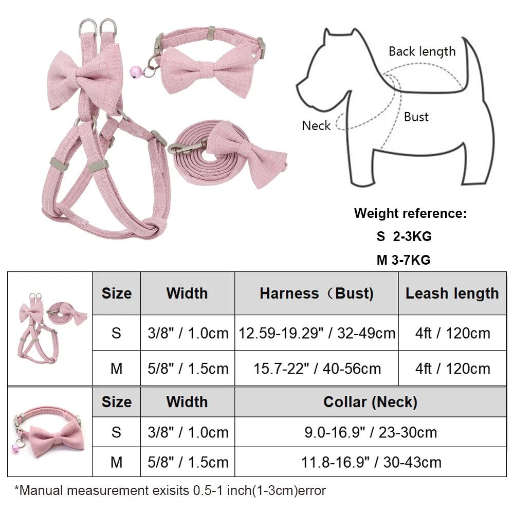 Adjustable Bow Pet Harness Set