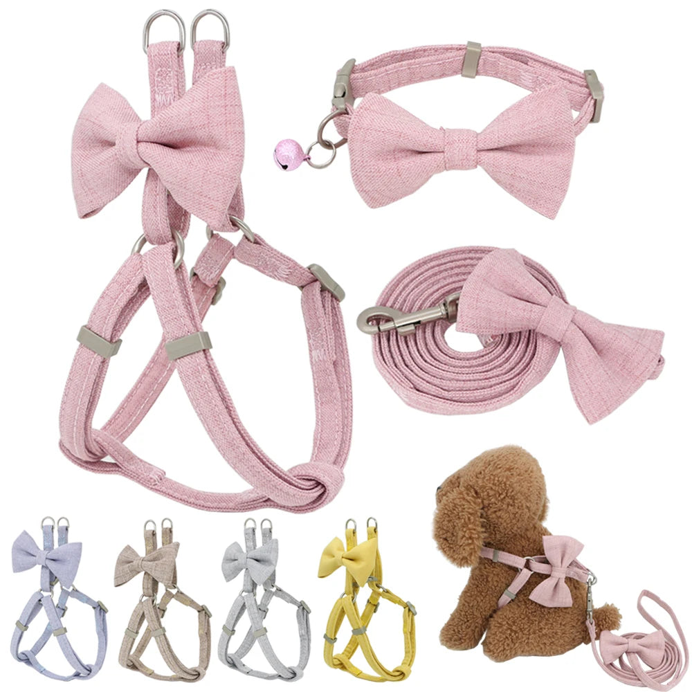 Adjustable Bow Pet Harness Set